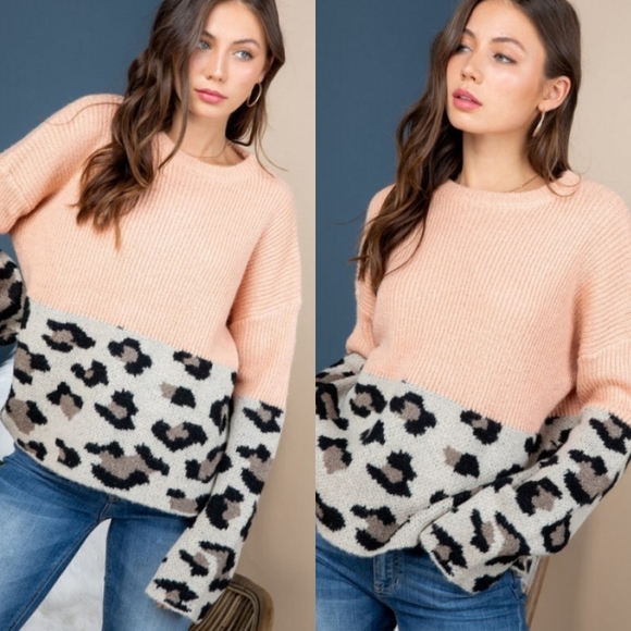Colorblock animal print sweater - Picture 5 of 8